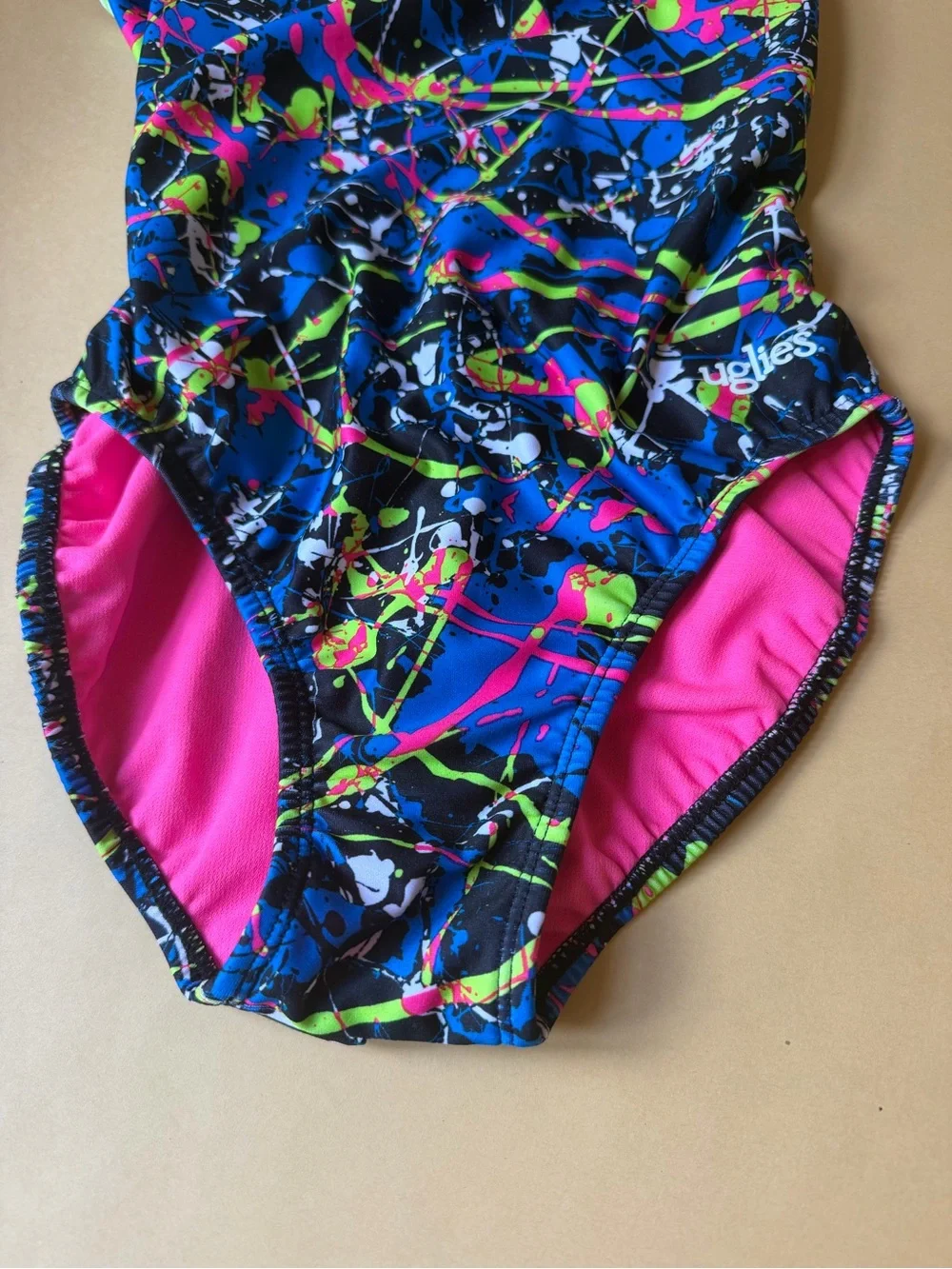 Dolfin Uglies Competitive Girls Swimsuit Splatter Print Racerback Size 34